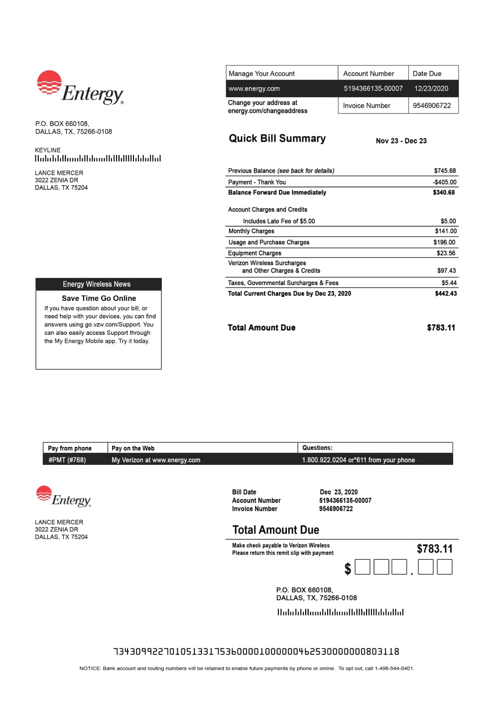 Entergy Bill Template - prntbl.concejomunicipaldechinu.gov.co