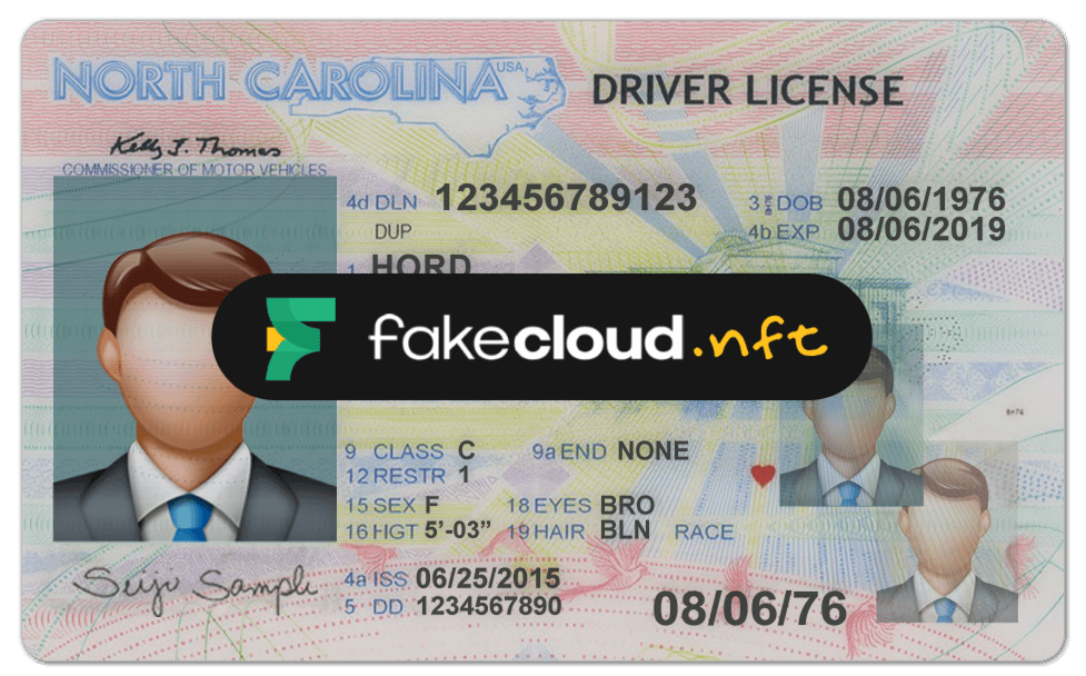 North Carolina driver license template - FakeCloud 4.0