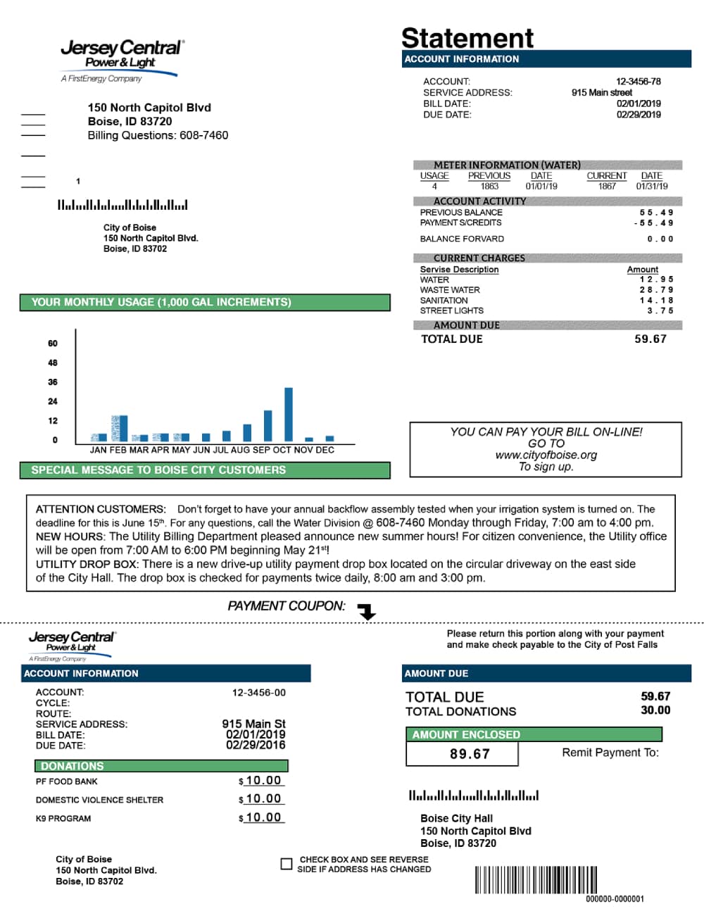 Jersey Central Power & Light (JCP&L); New Jersey Utility Bill Template ...